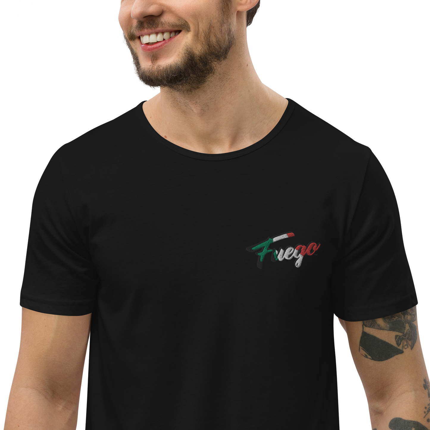 Men's Curved Hem T-Shirt Embroidered