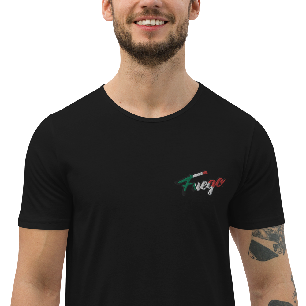 Men's Curved Hem T-Shirt Embroidered