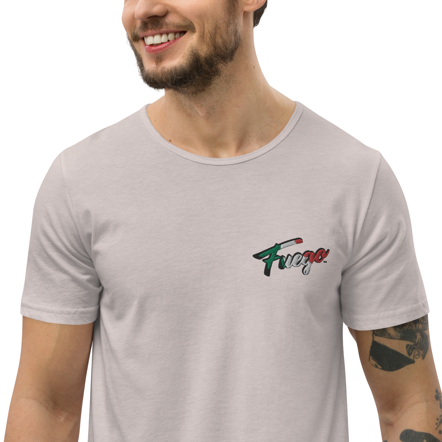 Men's Curved Hem T-Shirt Embroidered
