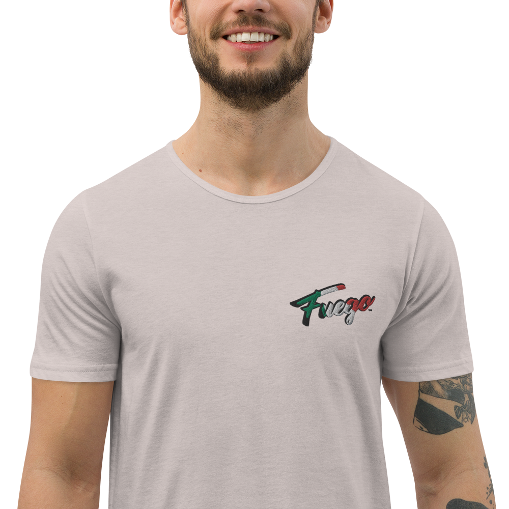 Men's Curved Hem T-Shirt Embroidered