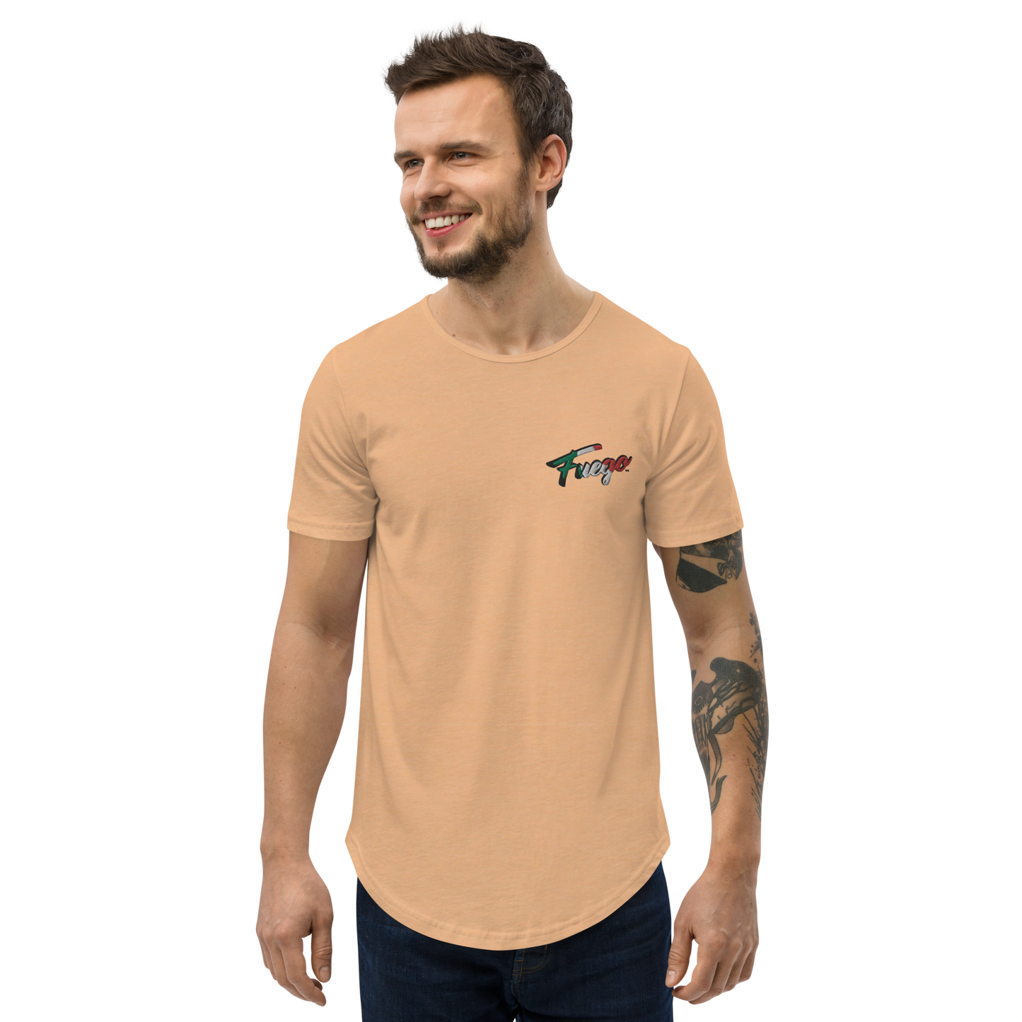 Men's Curved Hem T-Shirt Embroidered