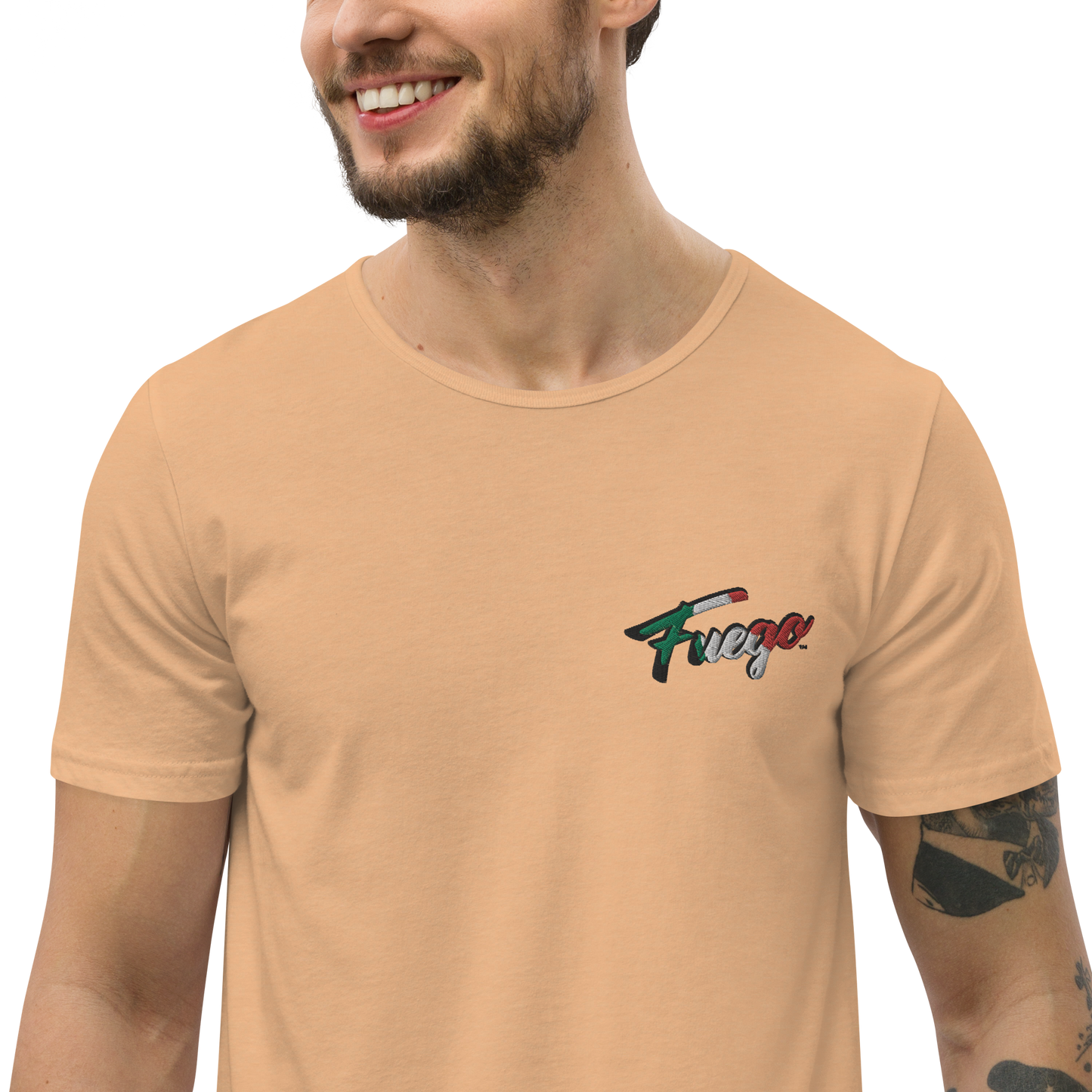 Men's Curved Hem T-Shirt Embroidered