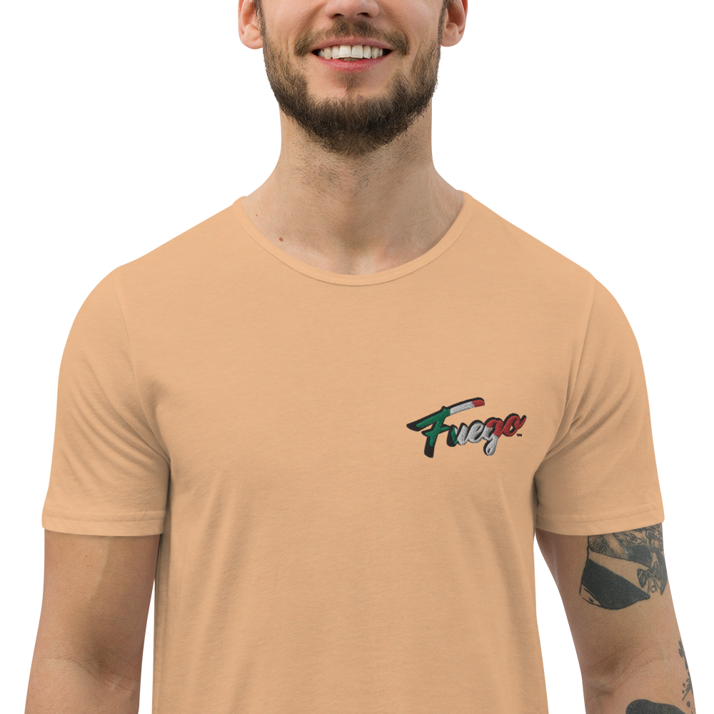 Men's Curved Hem T-Shirt Embroidered
