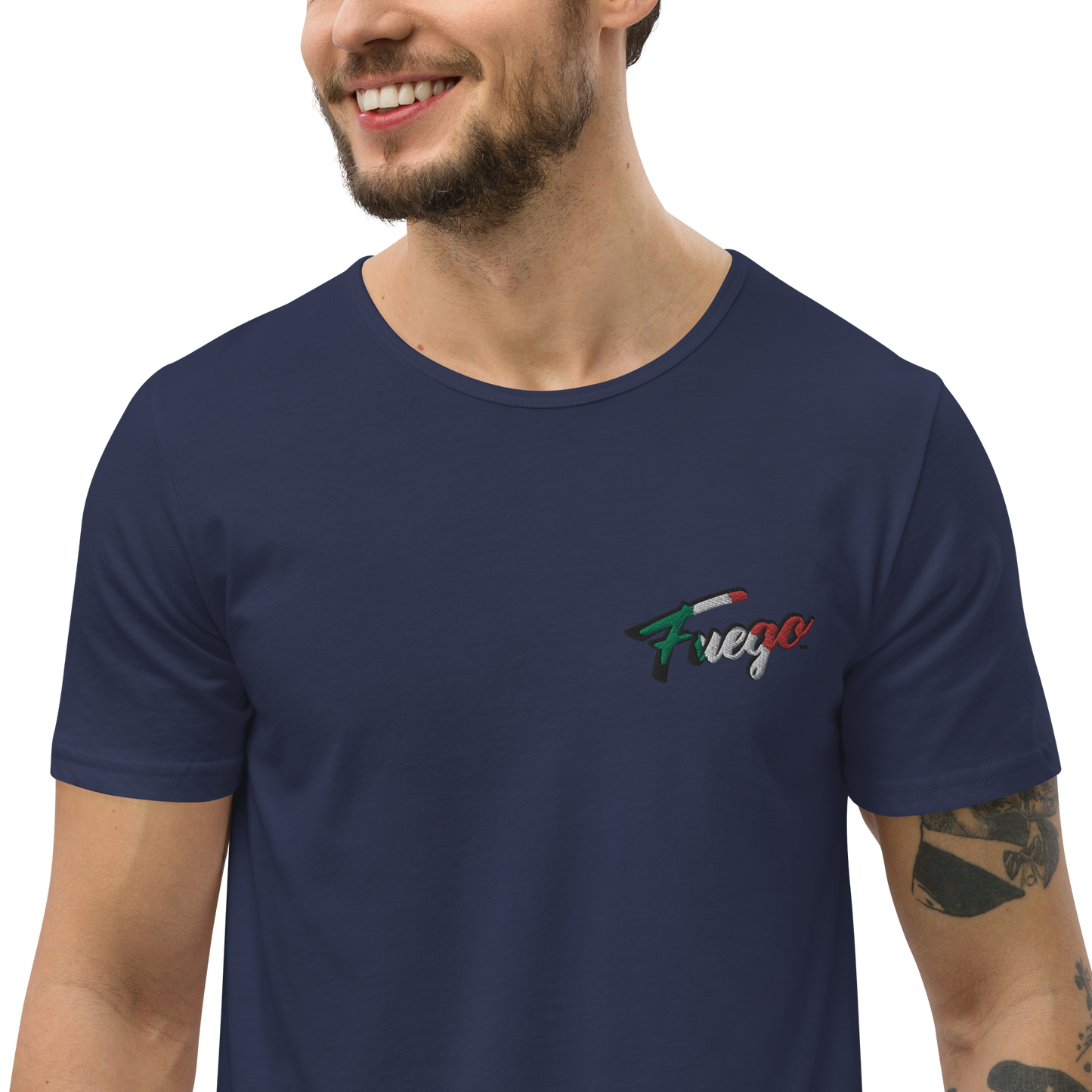 Men's Curved Hem T-Shirt Embroidered