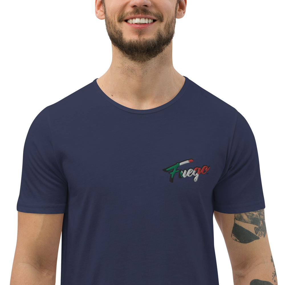 Men's Curved Hem T-Shirt Embroidered