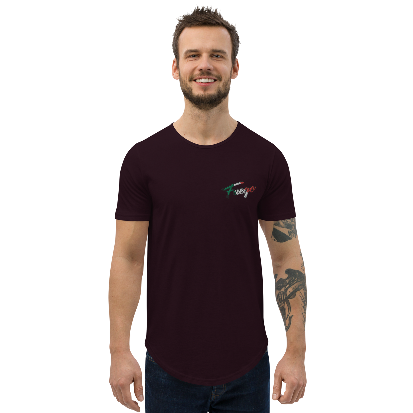 Men's Curved Hem T-Shirt Embroidered