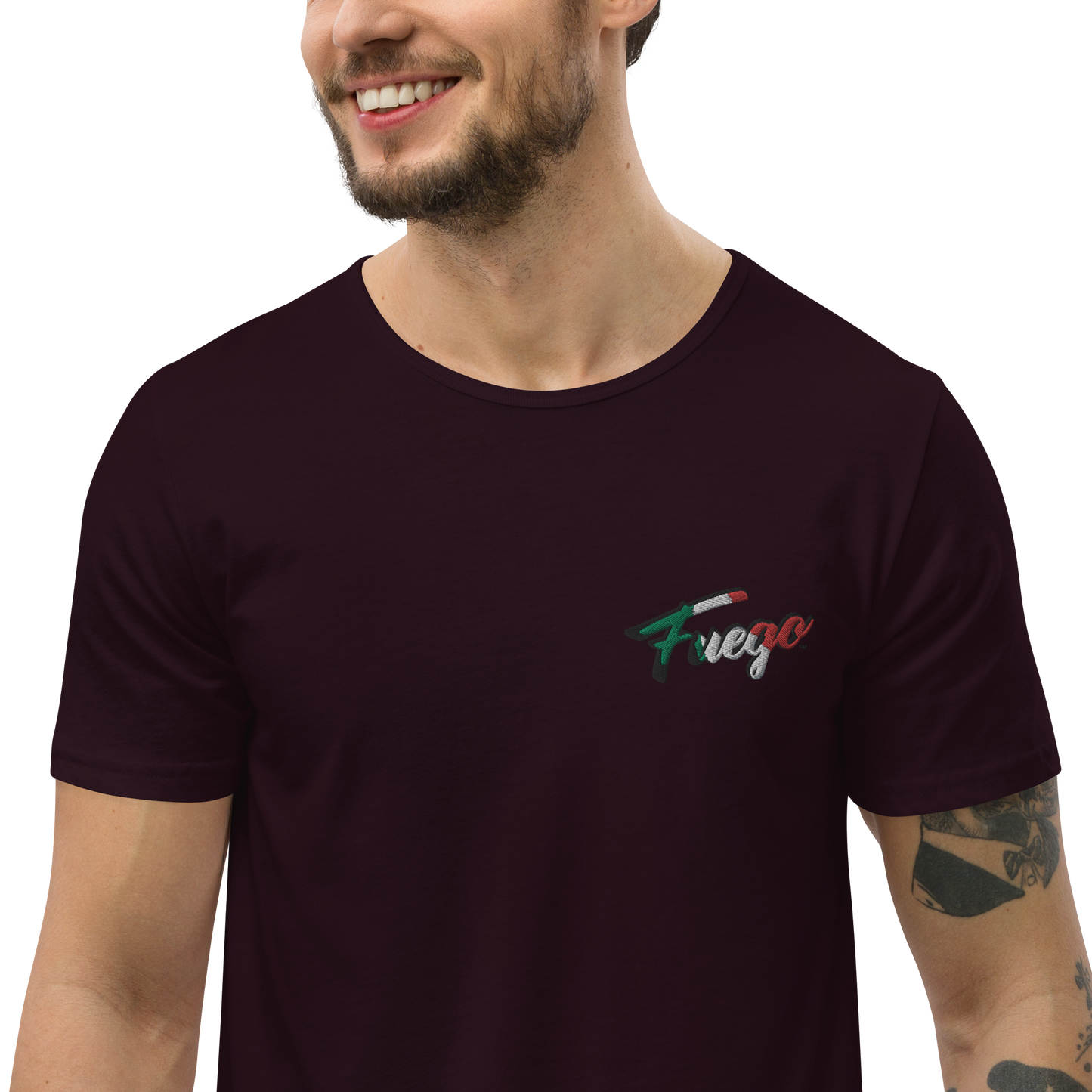 Men's Curved Hem T-Shirt Embroidered