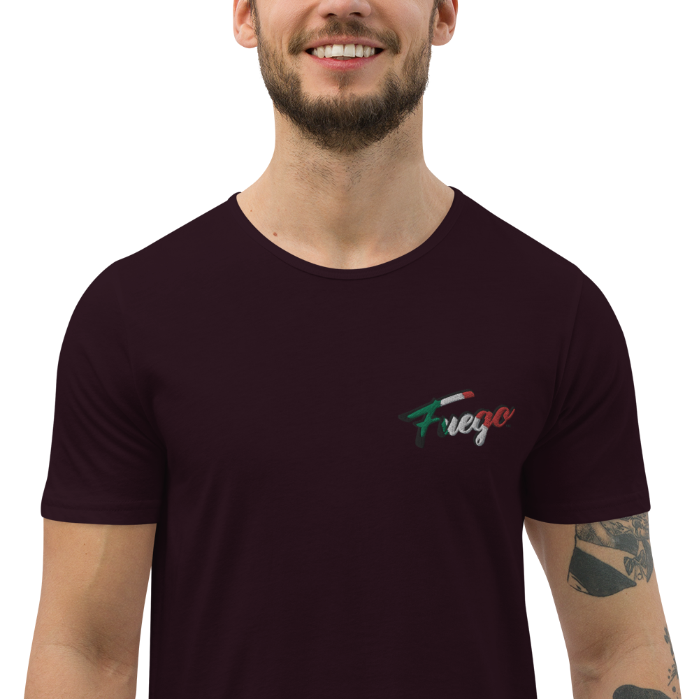 Men's Curved Hem T-Shirt Embroidered