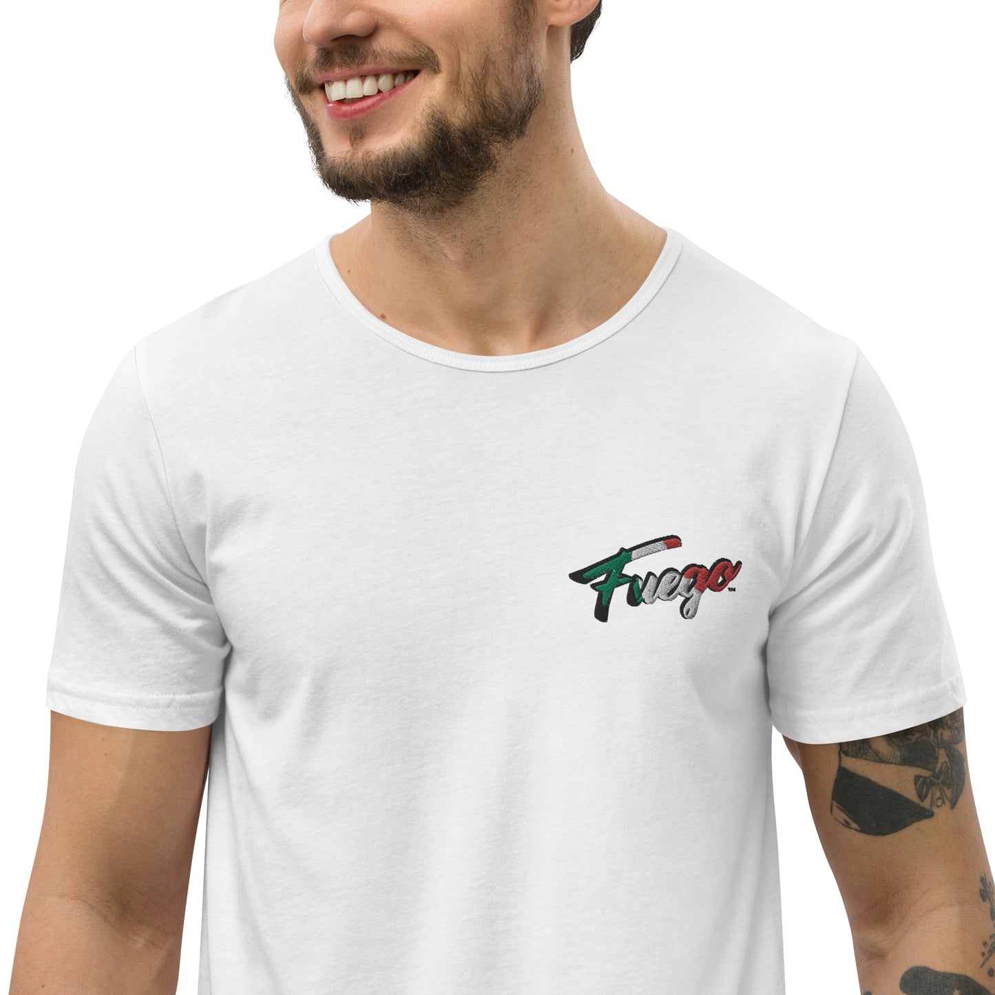 Men's Curved Hem T-Shirt Embroidered