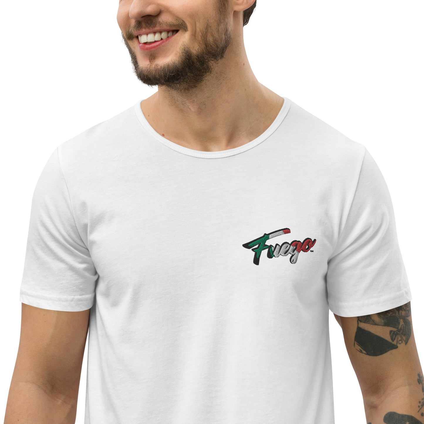 Men's Curved Hem T-Shirt Embroidered