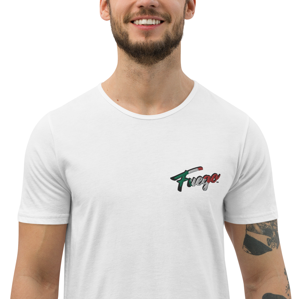 Men's Curved Hem T-Shirt Embroidered